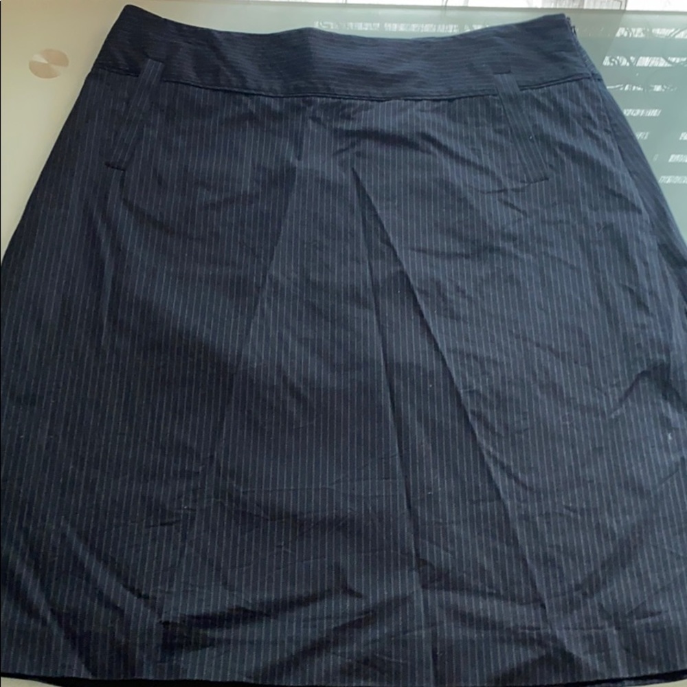 A-line black and white pinstriped skirt